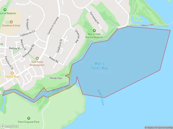 Wai o Taiki Bay, Auckland Polygon Area Map