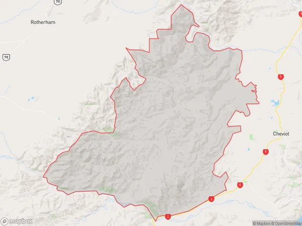 Lowry Hills Range, Canterbury Polygon Area Map