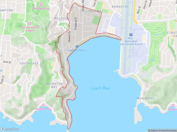 Lyall Bay, Wellington Polygon Area Map