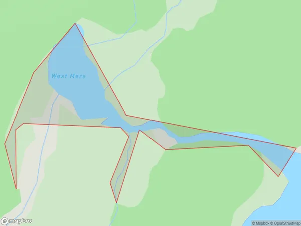 West Mere, Southland Polygon Area Map