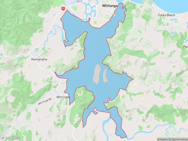 Whitianga Harbour, Waikato Polygon Area Map