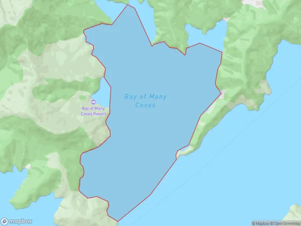 Bay of Many Coves / Miritu Bay, Otago Polygon Area Map