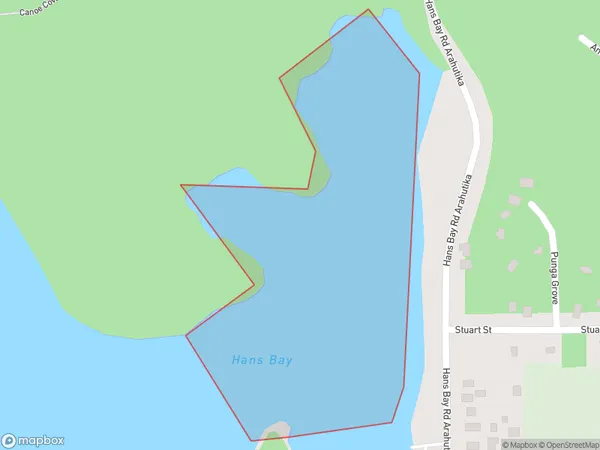 Hans Bay, West Coast Polygon Area Map