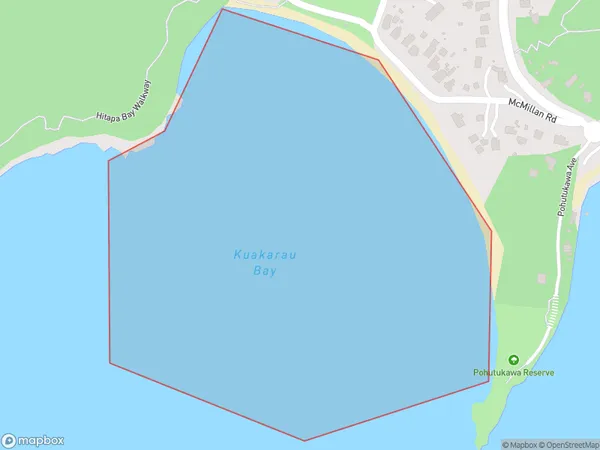 Kuakarau Bay, Auckland Polygon Area Map