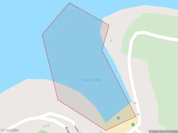 Leask Bay, Southland Polygon Area Map