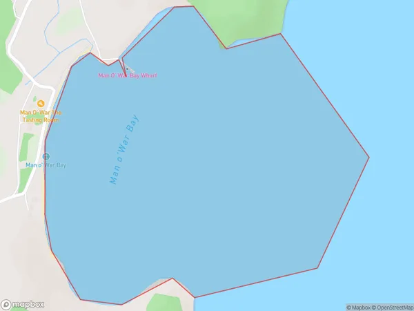 Man o'War Bay, Auckland Polygon Area Map