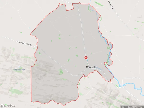 Mandeville, Southland Polygon Area Map