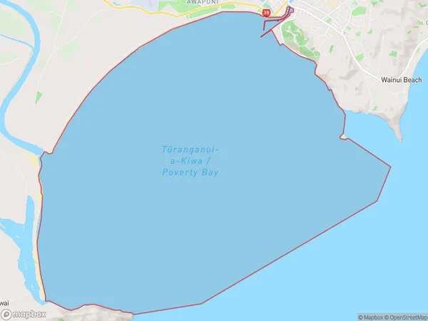 Turanganui-a-Kiwa / Poverty Bay, Gisborne Polygon Area Map