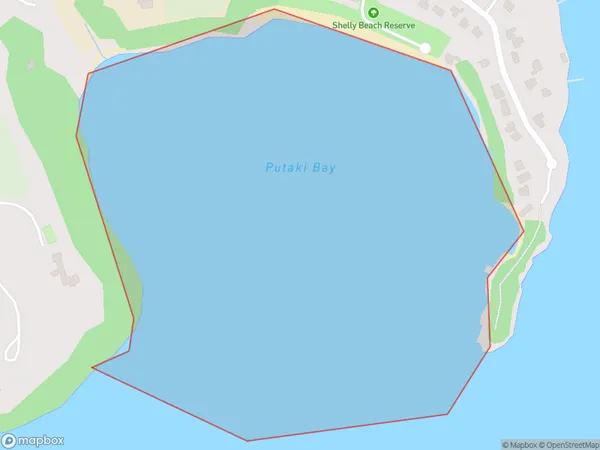 Putaki Bay, Auckland Polygon Area Map