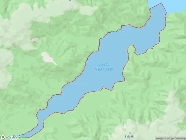 South West Arm, Otago Polygon Area Map