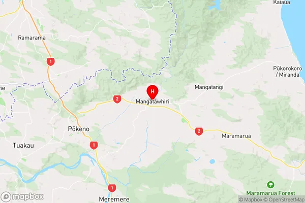 Mangatawhiri,Waikato Region Map