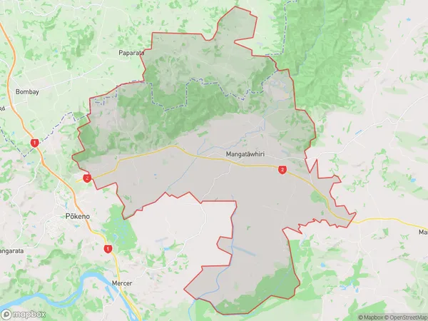 Mangatawhiri, Waikato Polygon Area Map