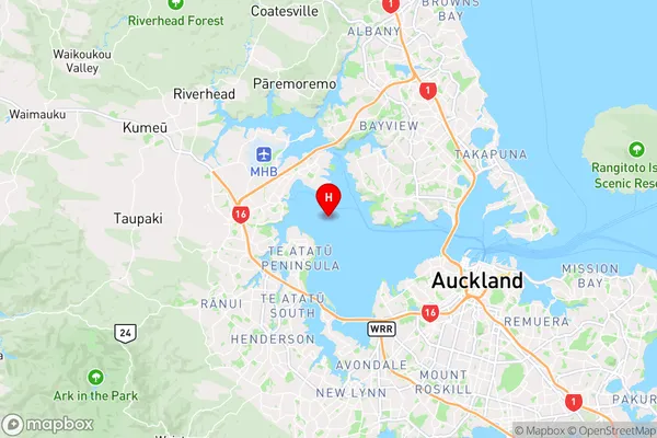 Waitemata Harbour,Auckland Region Map