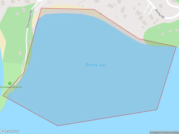 Omiha Bay, Auckland Polygon Area Map