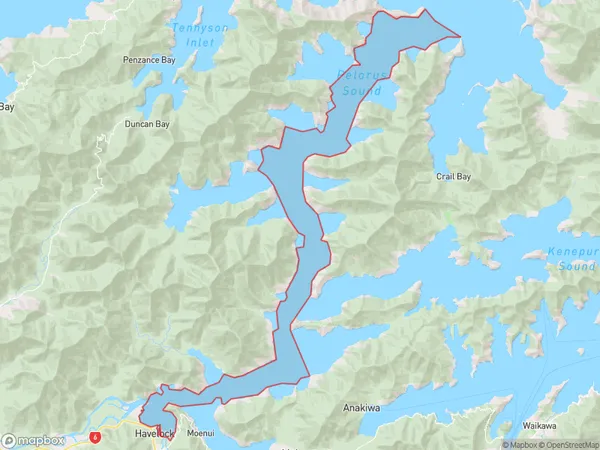 Pelorus Sound / Te Hoiere, Otago Polygon Area Map