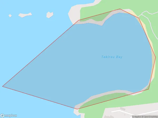 Takirau Bay, Auckland Polygon Area Map