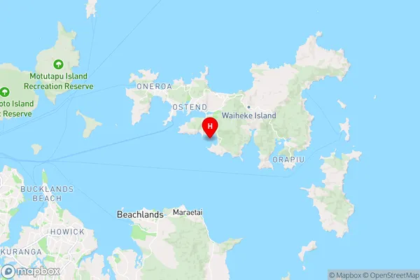 Rocky Bay / Whakanewha Bay,Auckland Region Map