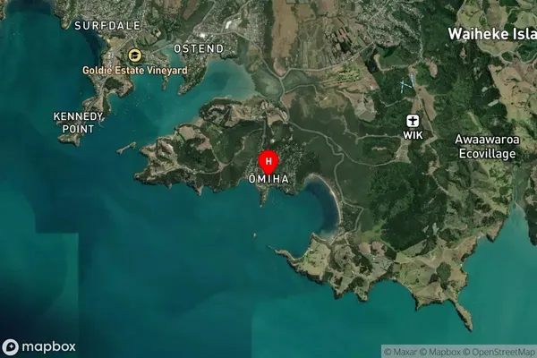 Omiha,Auckland Satellite Map