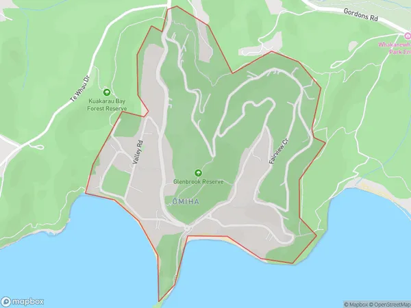 Omiha, Auckland Polygon Area Map