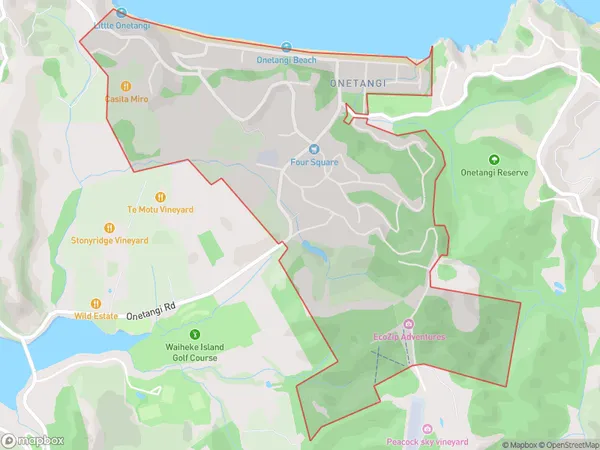 Onetangi, Auckland Polygon Area Map