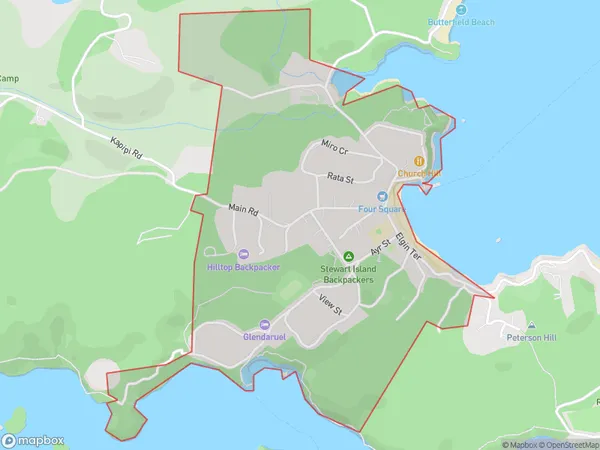 Halfmoon Bay / Oban, Southland Polygon Area Map