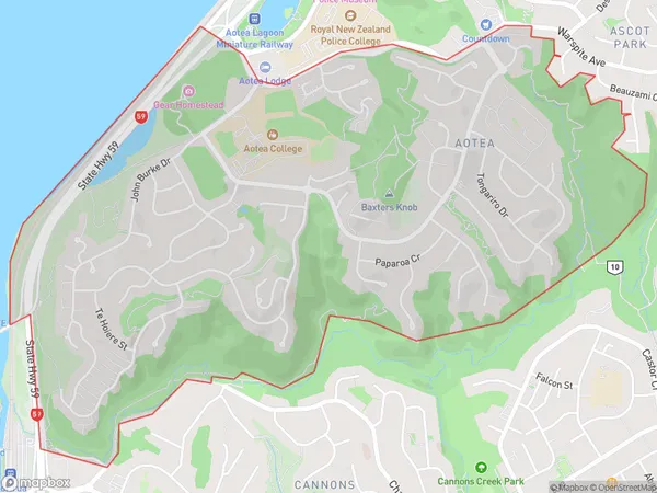 Aotea, Wellington Polygon Area Map