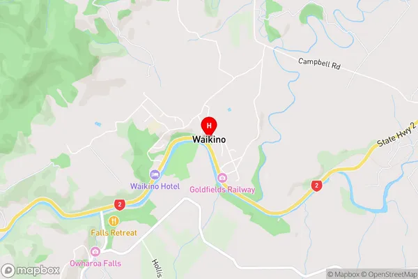 Waikino,Waikato Area Map