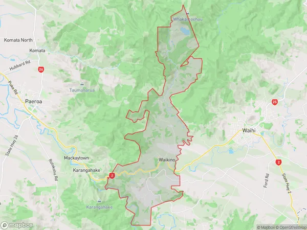 Waikino, Waikato Polygon Area Map