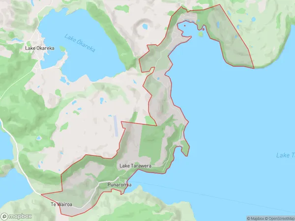 Lake Tarawera, Bay of Plenty Polygon Area Map