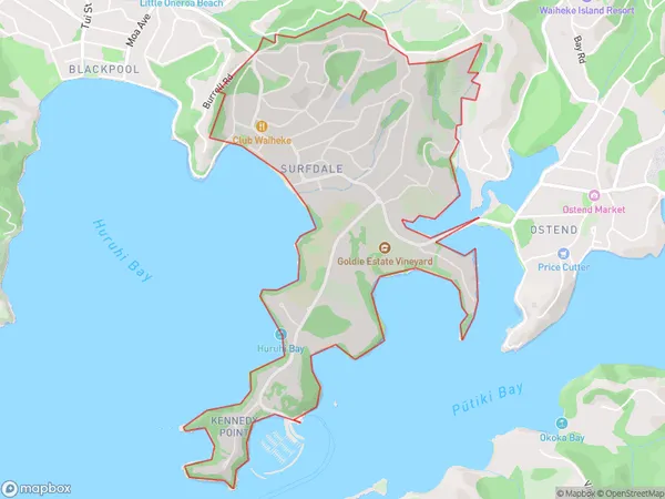 Surfdale, Auckland Polygon Area Map