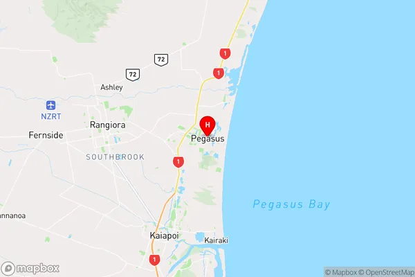 Pegasus,Canterbury Region Map
