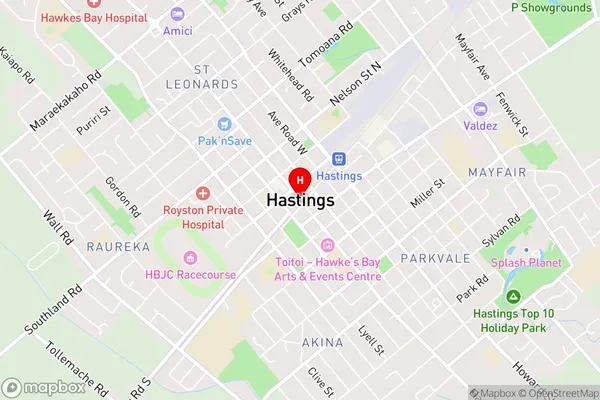 Hastings,Hawke's Bay Area Map