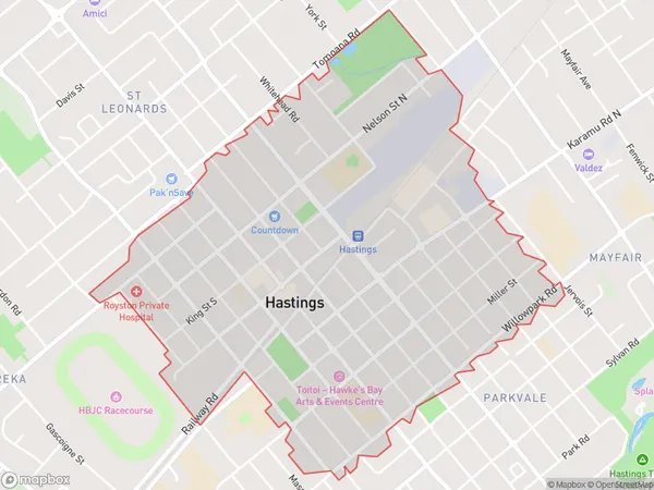 Hastings, Hawke's Bay Polygon Area Map