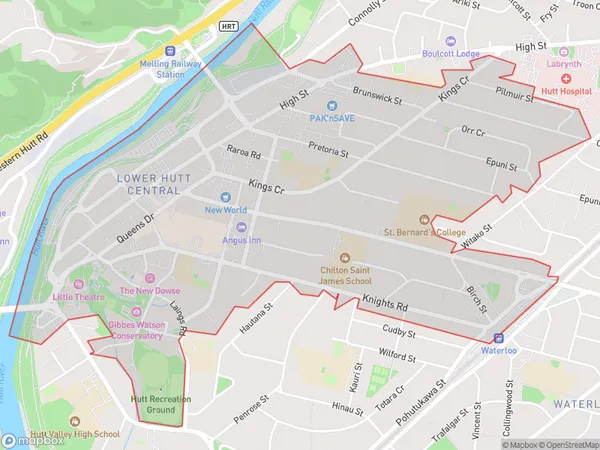 Hutt Central, Wellington Polygon Area Map