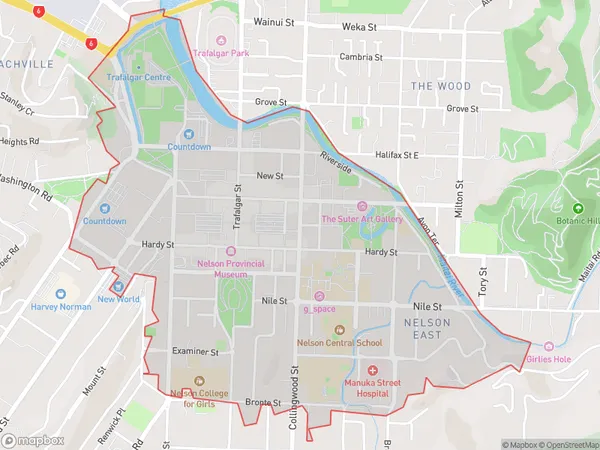 Nelson, Nelson Polygon Area Map