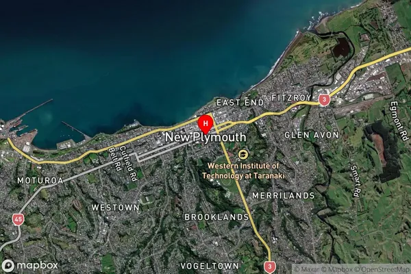 New Plymouth,Taranaki Satellite Map