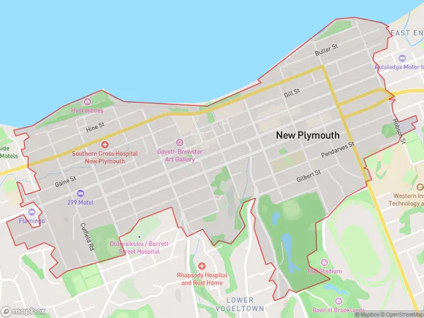 New Plymouth, Taranaki Polygon Area Map