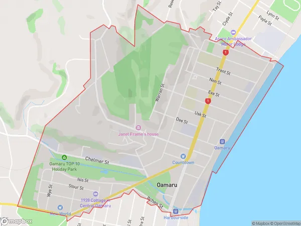 Oamaru, Otago Polygon Area Map