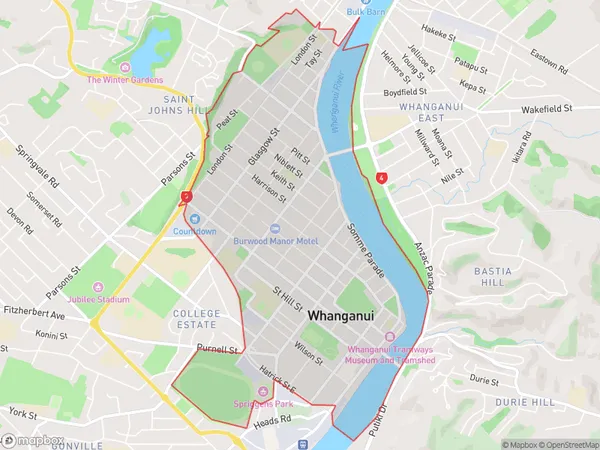 Whanganui, Manawatu-Wanganui Polygon Area Map