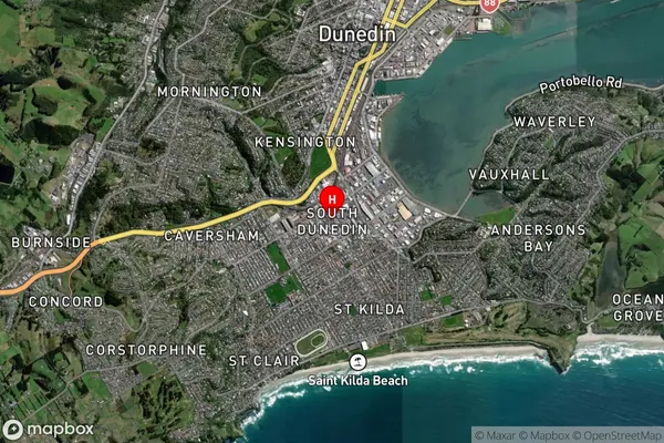 South Dunedin,Otago Satellite Map