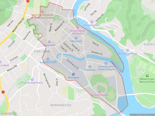 Whangarei, Northland Polygon Area Map