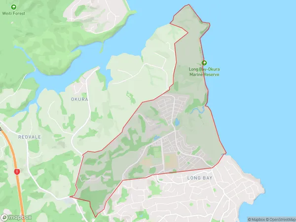 Long Bay, Auckland Polygon Area Map