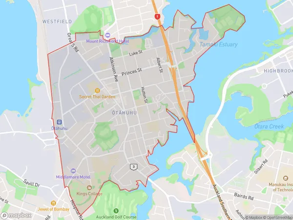 Otahuhu, Auckland Polygon Area Map