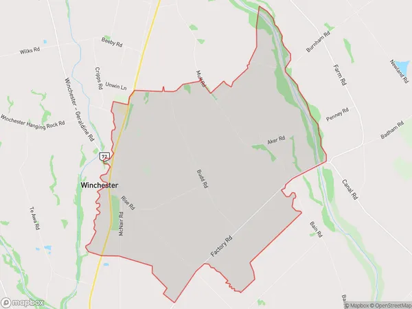 Winchester, Canterbury Polygon Area Map