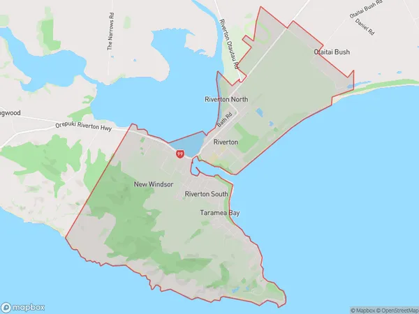 Riverton/Aparima, Southland Polygon Area Map