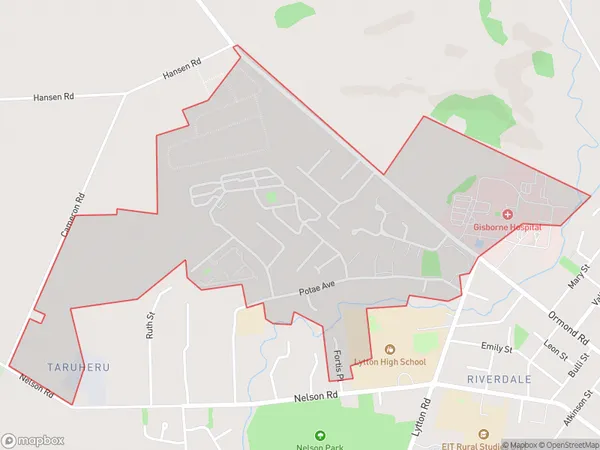 Lytton West, Gisborne Polygon Area Map