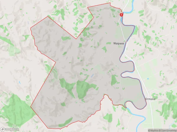 Waipaoa, Gisborne Polygon Area Map