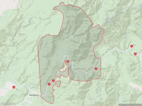 Upper Buller Gorge, West Coast Polygon Area Map