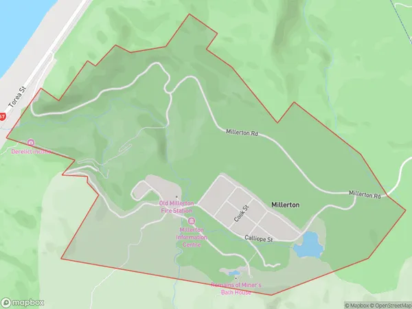 Millerton, West Coast Polygon Area Map