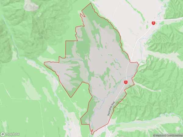 Mawheraiti, West Coast Polygon Area Map